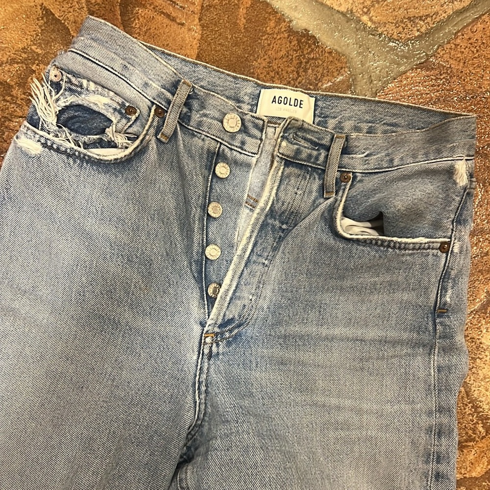 Agolde Women's Light Blue High-Waisted Jeans - Picture 5 of 7